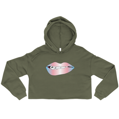 Biting Lips - Transgender Pride - Gradient Crop Hoodie