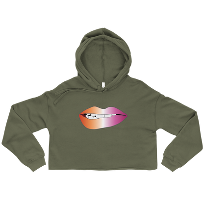 Biting Lips - Lesbian Pride - Gradient Crop Hoodie