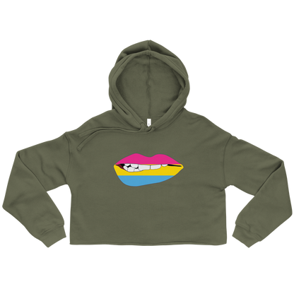 Biting Lips - Pansexual Flag Crop Hoodie