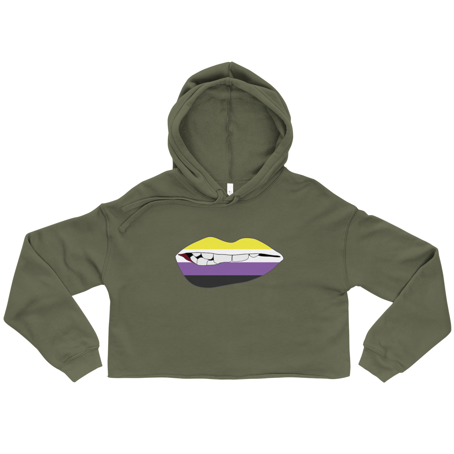 Biting Lips - Non-binary Flag Crop Hoodie