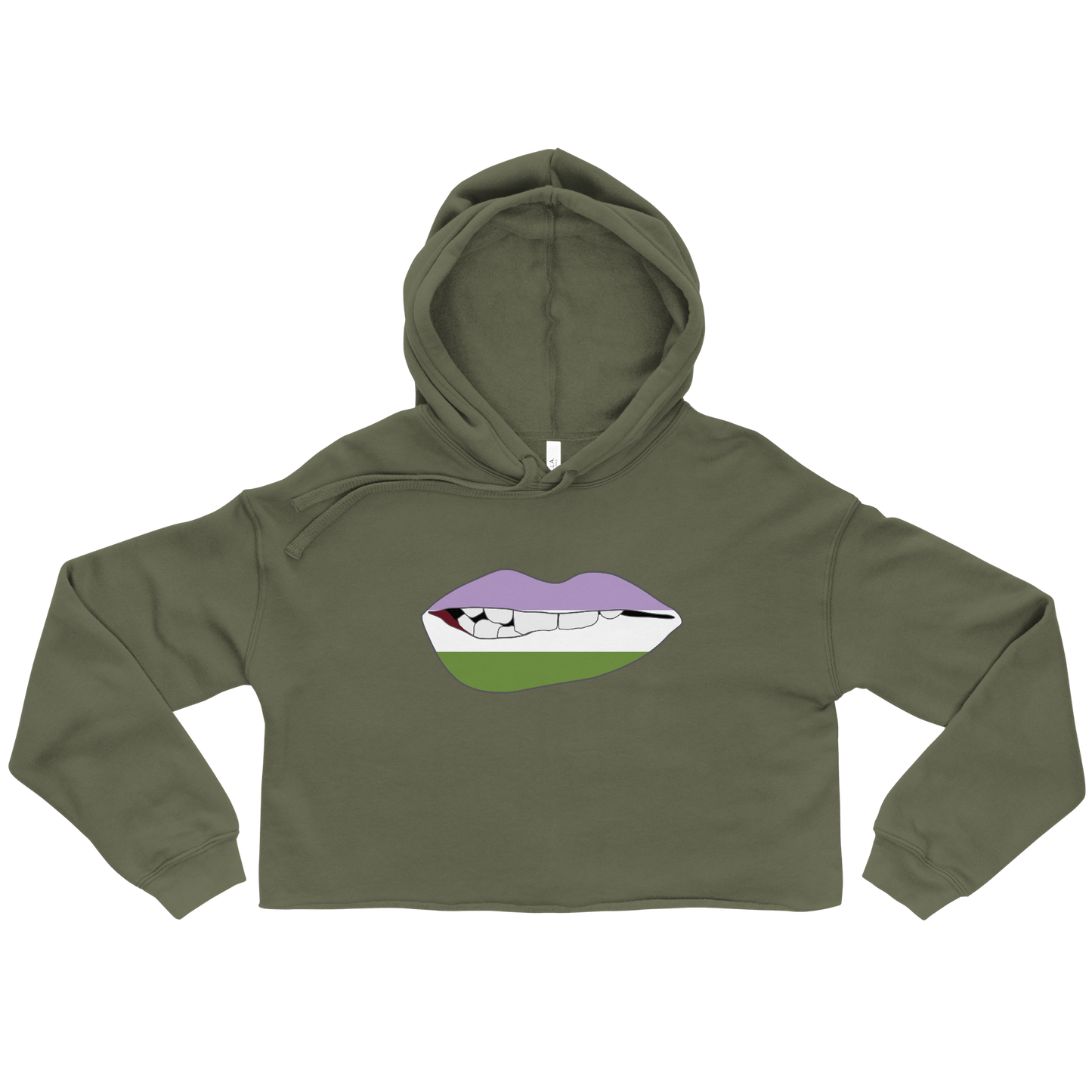 Biting Lips - Genderqueer Flag Crop Hoodie