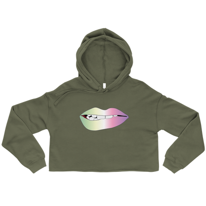 Biting Lips - Genderfae Pride - Gradient Crop Hoodie