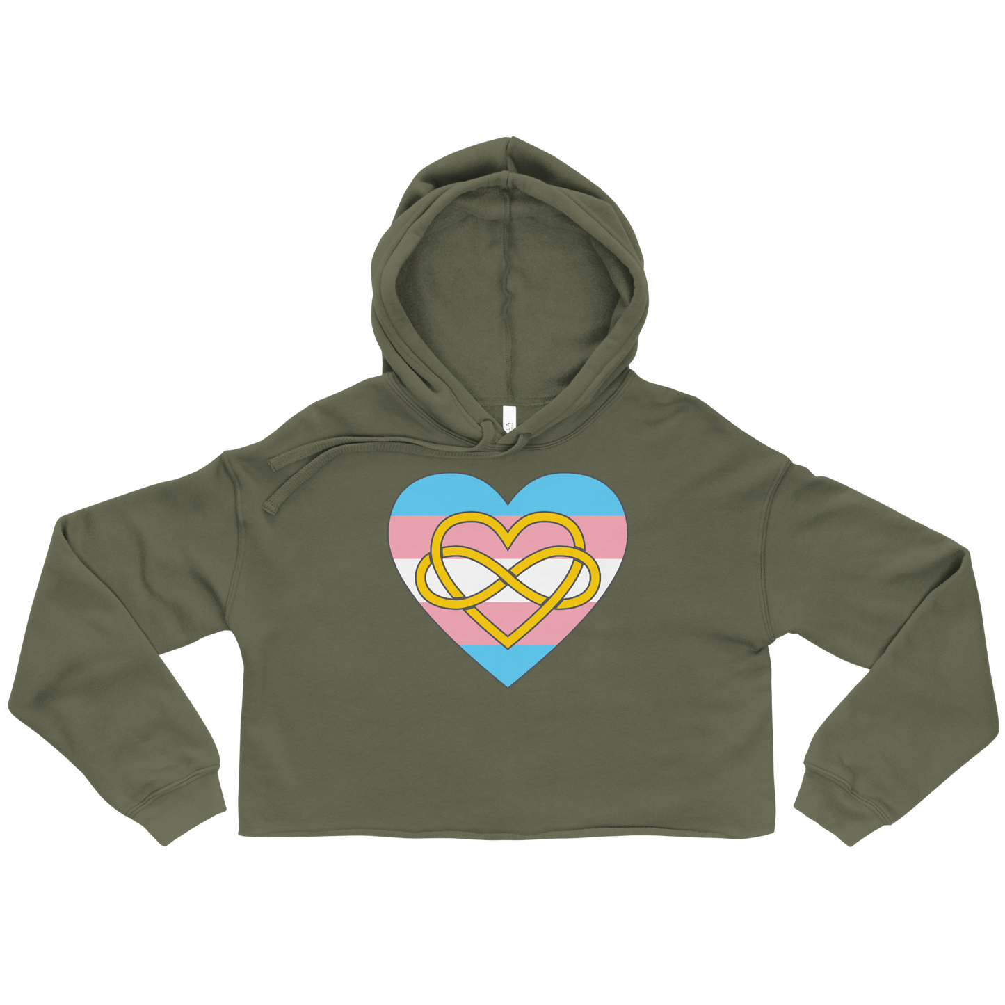 Polyamory Infinity Heart Trans Pride Crop Hoodie