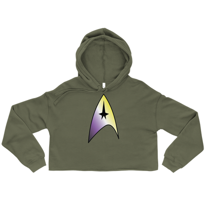 Starfleet Insignia - Non-binary Pride Crop Hoodie