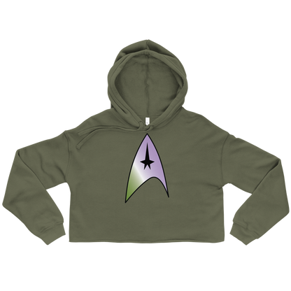 Starfleet Insignia - Genderqueer Pride Crop Hoodie