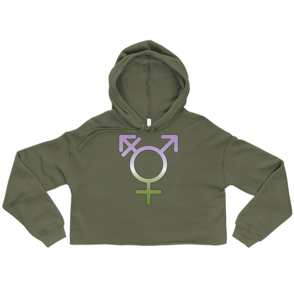 Transgender Symbol - Genderqueer Pride Crop Hoodie