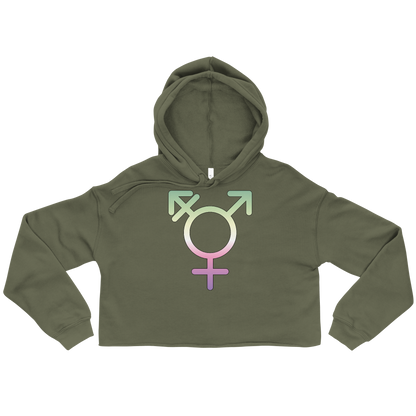 Transgender Symbol - Genderfae Pride Crop Hoodie