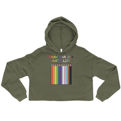 Draw Your Own Queer Life (Progress colours) Crop Hoodie