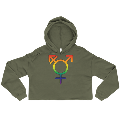 Transgender Symbol - Rainbow Pride Crop Hoodie