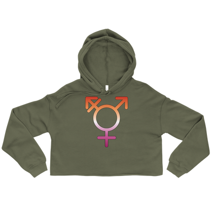 Transgender Symbol - Lesbian Pride Crop Hoodie