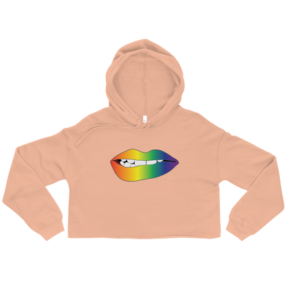 Biting Lips - Rainbow Pride - Gradient Crop Hoodie