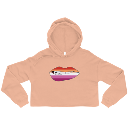 Biting Lips - Lesbian Flag Crop Hoodie