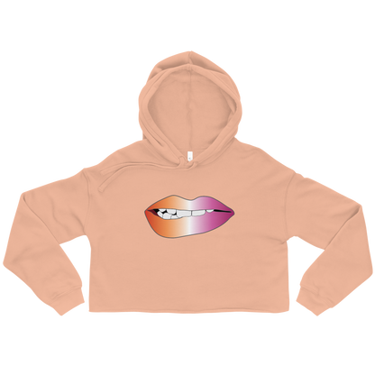 Biting Lips - Lesbian Pride - Gradient Crop Hoodie