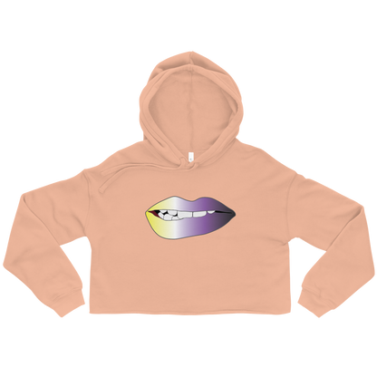 Biting Lips - Non-binary Pride - Gradient Crop Hoodie