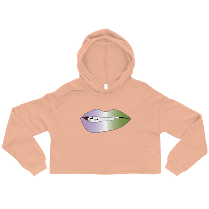 Biting Lips - Genderqueer Pride - Gradient Crop Hoodie