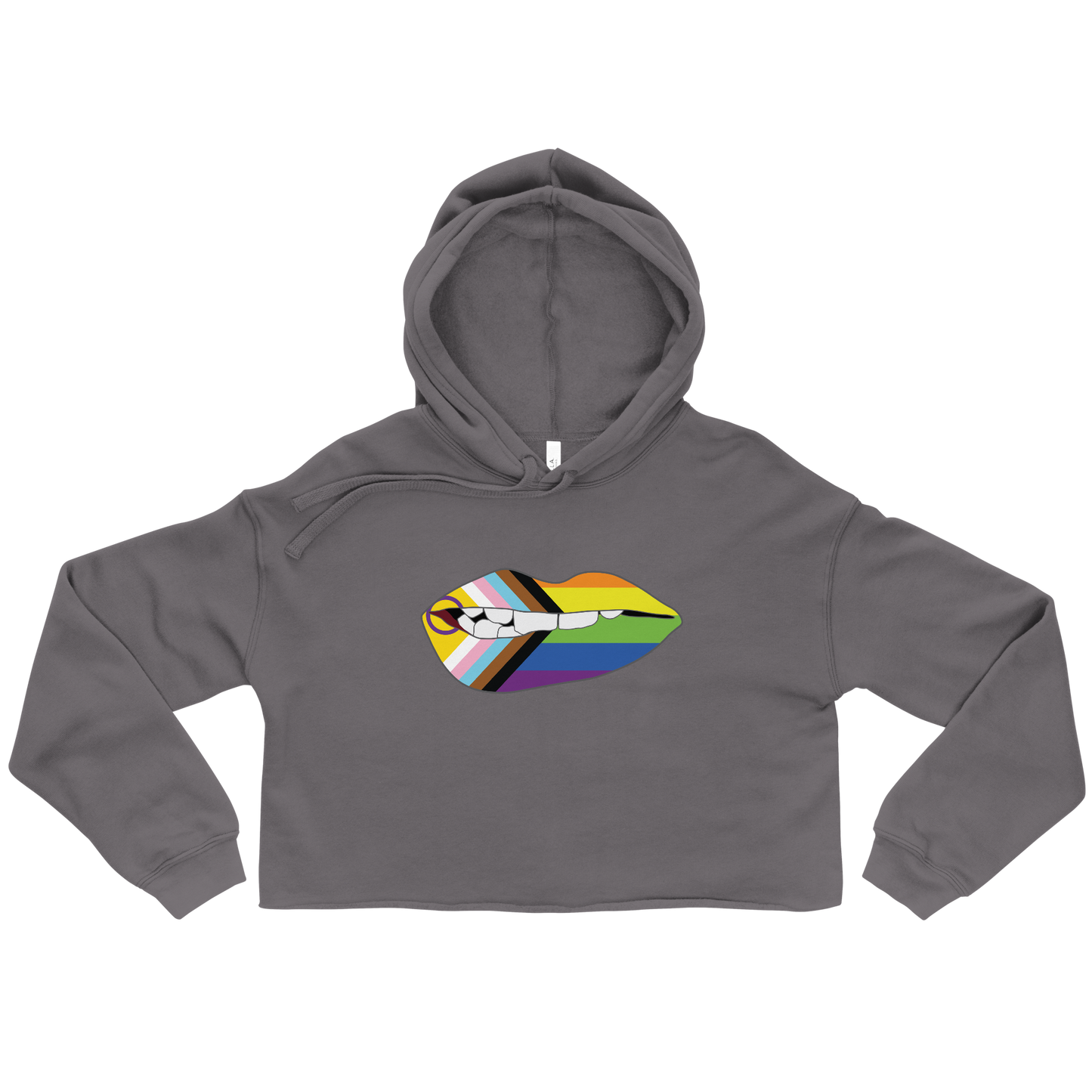 Biting Lips - Progress Pride Flag Crop Hoodie