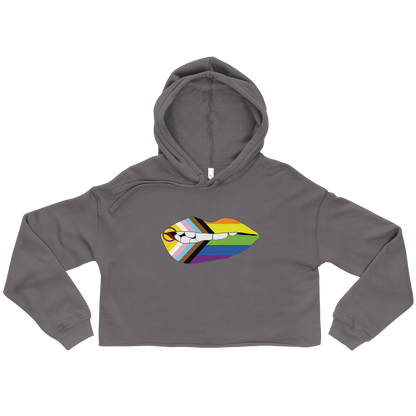 Biting Lips - Progress Pride Flag Crop Hoodie