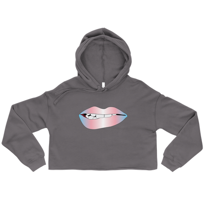 Biting Lips - Transgender Pride - Gradient Crop Hoodie