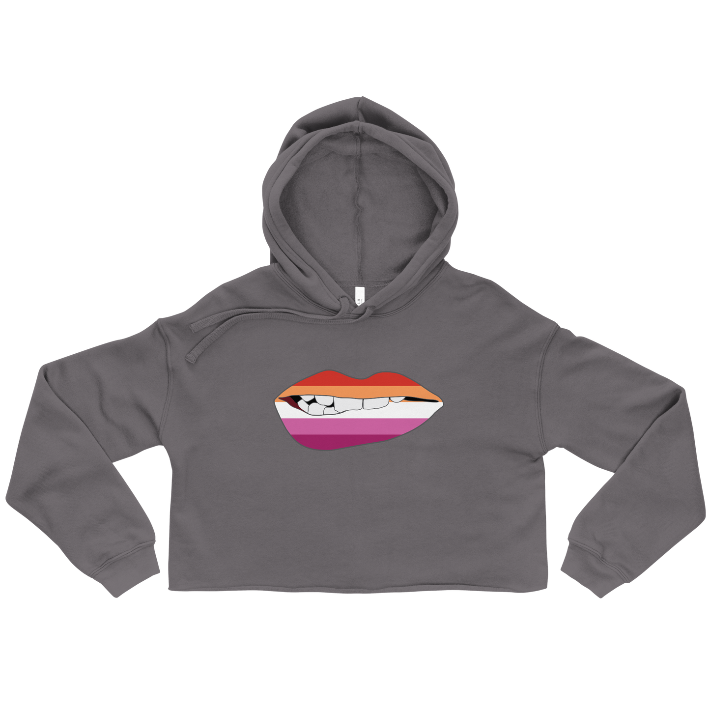 Biting Lips - Lesbian Flag Crop Hoodie