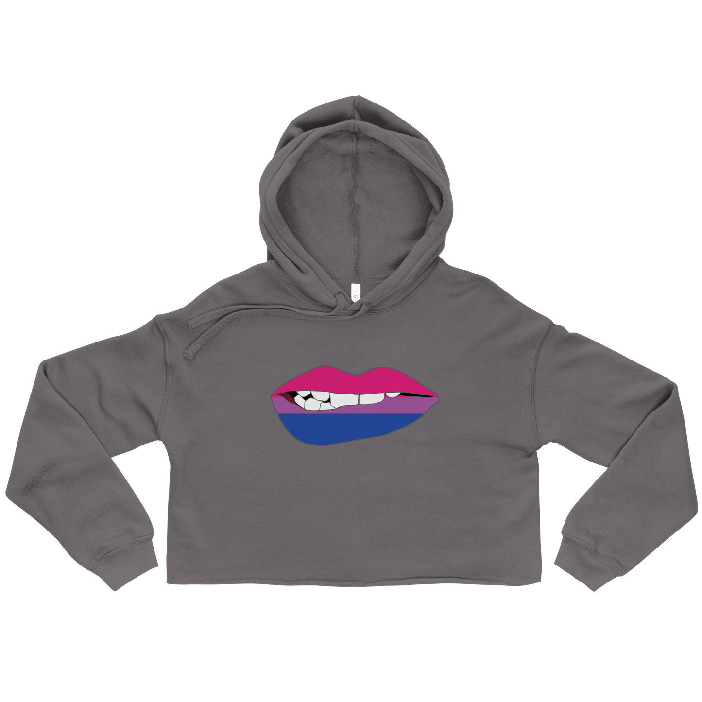 Biting Lips - Bisexual Flag Crop Hoodie