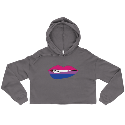 Biting Lips - Bisexual Flag Crop Hoodie