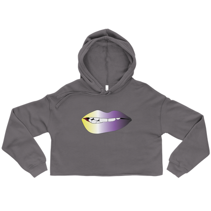 Biting Lips - Non-binary Pride - Gradient Crop Hoodie