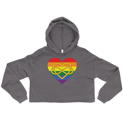 Polyamory Infinity Heart Rainbow Pride Crop Hoodie