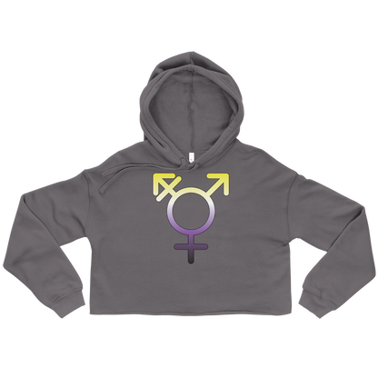 Transgender Symbol - Non-binary Pride Crop Hoodie