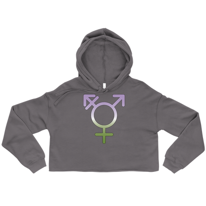 Transgender Symbol - Genderqueer Pride Crop Hoodie