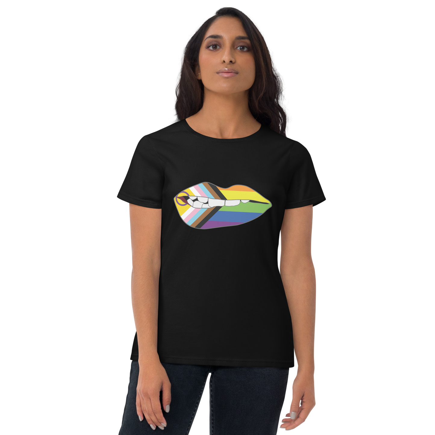 Biting Lips - Progress Pride Flag Women's short sleeve t-shirt