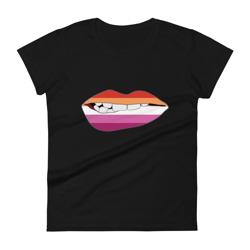 Biting Lips - Lesbian Flag Women's short sleeve t-shirt