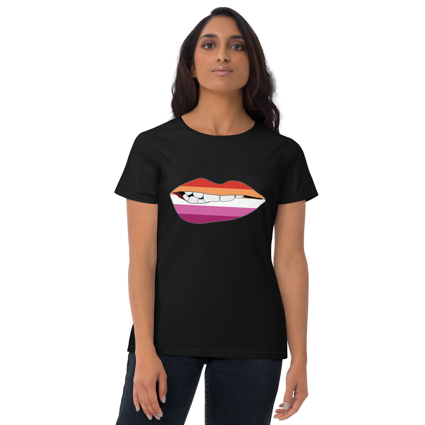 Biting Lips - Lesbian Flag Women's short sleeve t-shirt