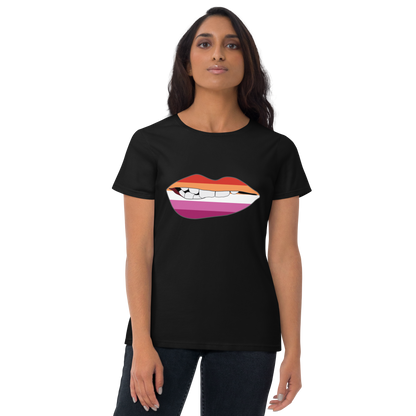 Biting Lips - Lesbian Flag Women's short sleeve t-shirt