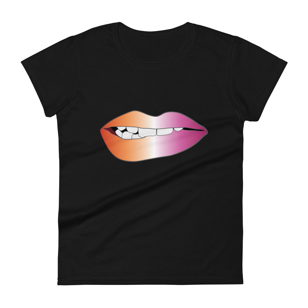 Biting Lips - Lesbian Pride - Gradient Women's short sleeve t-shirt