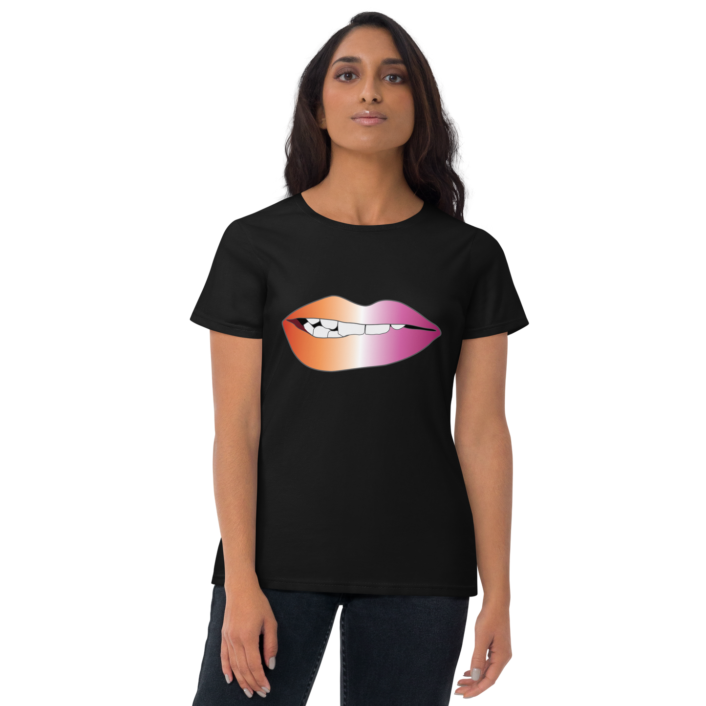 Biting Lips - Lesbian Pride - Gradient Women's short sleeve t-shirt