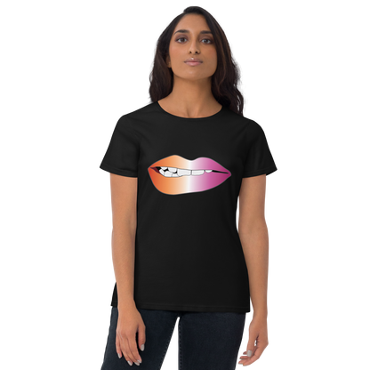 Biting Lips - Lesbian Pride - Gradient Women's short sleeve t-shirt