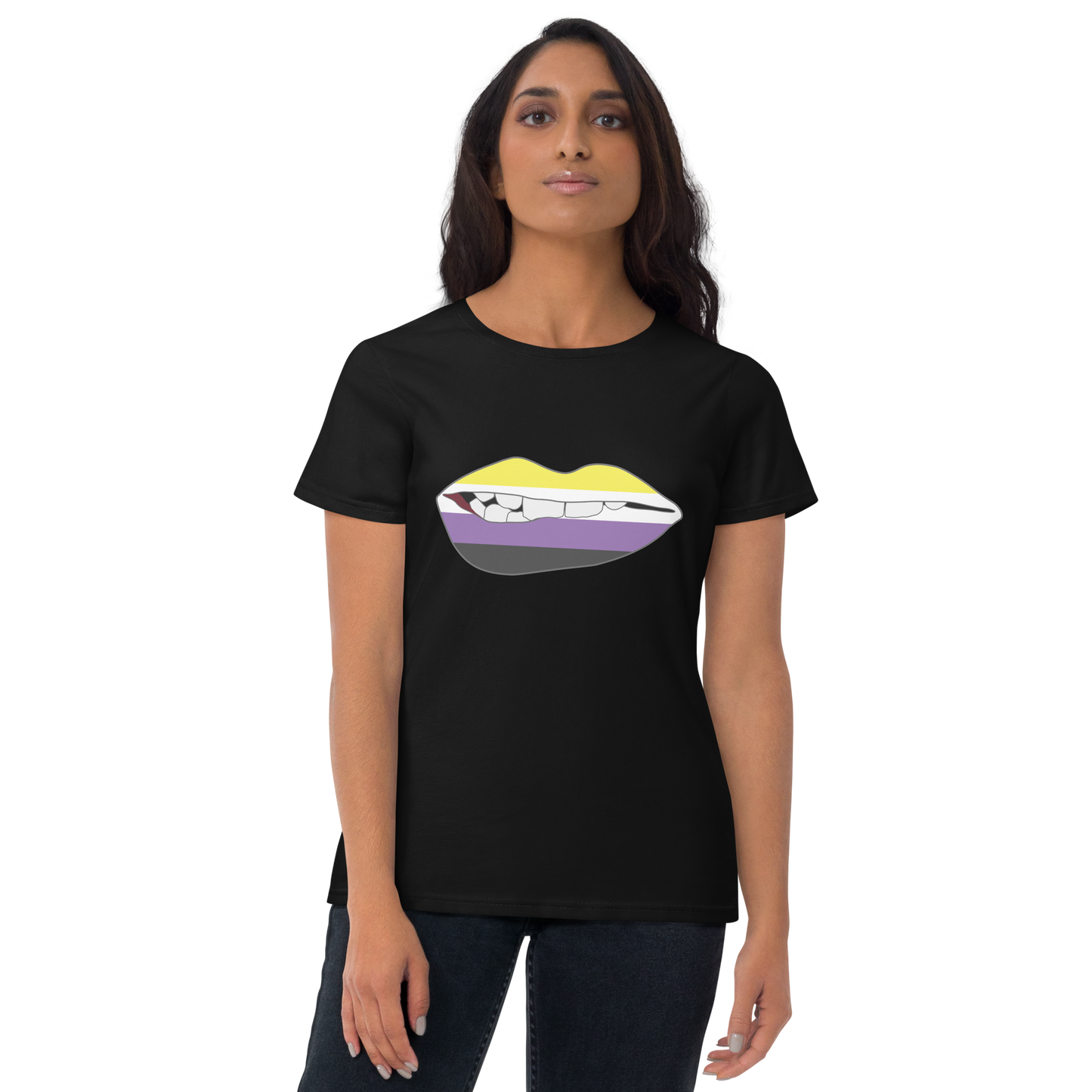 Biting Lips - Non-binary Flag Women's short sleeve t-shirt