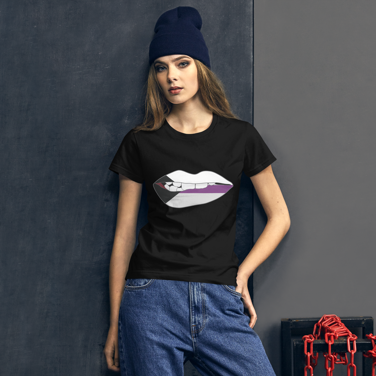 Biting Lips - Demisexual Flag Women's short sleeve t-shirt