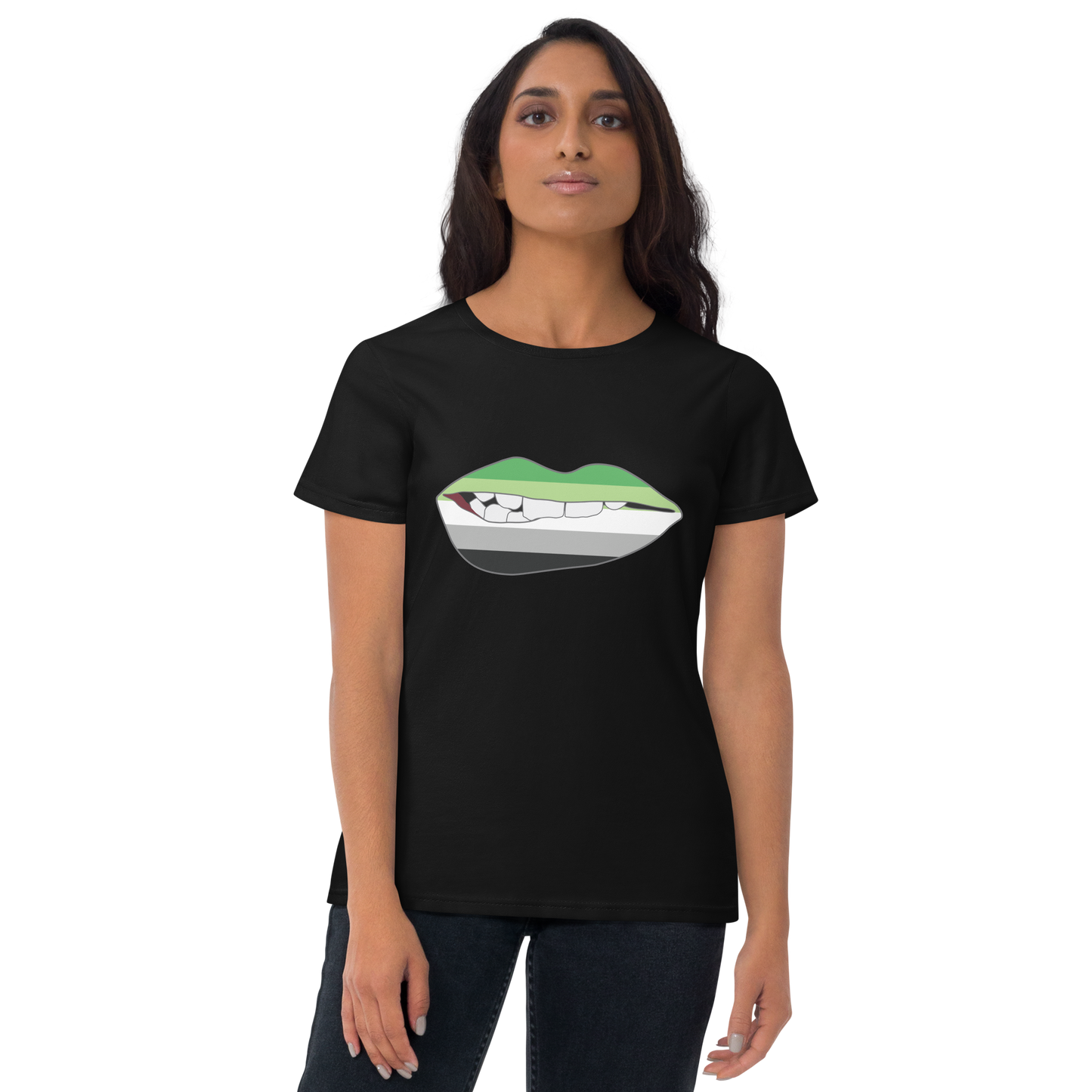 Biting Lips - Aromantic Flag Women's short sleeve t-shirt