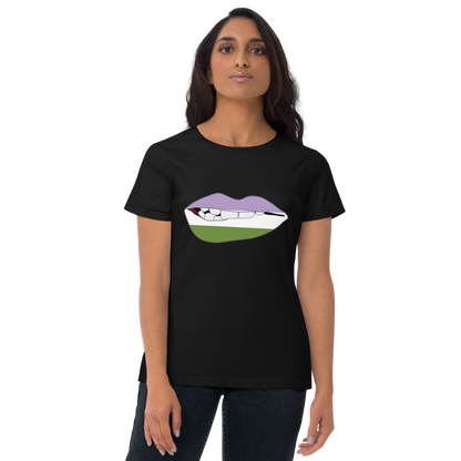 Biting Lips - Genderqueer Flag Women's short sleeve t-shirt