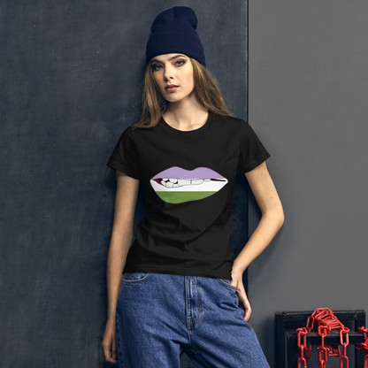 Biting Lips - Genderqueer Flag Women's short sleeve t-shirt