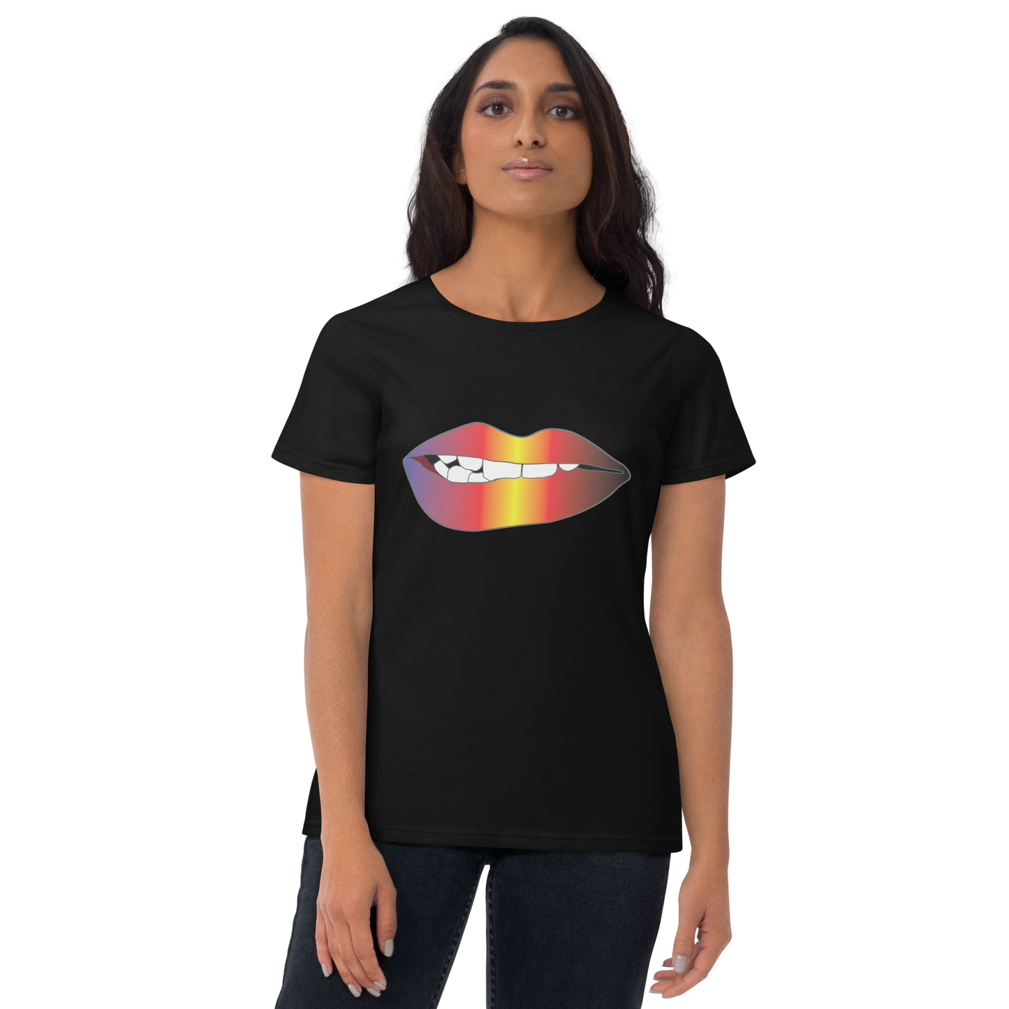 Biting Lips - Polyamory Pride - Gradient Women's short sleeve t-shirt