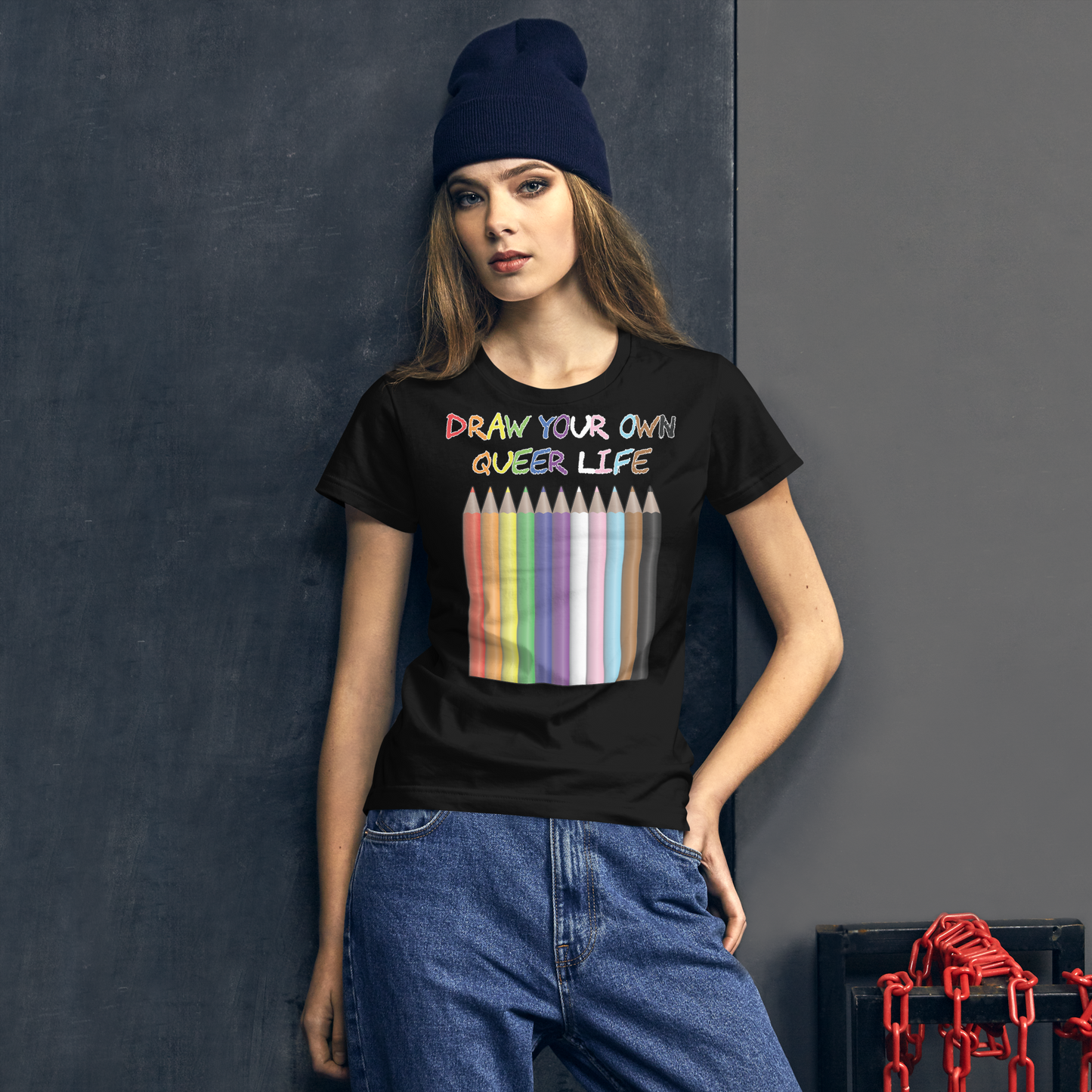 Draw Your Own Queer Life (Progress colours) Women's short sleeve t-shirt