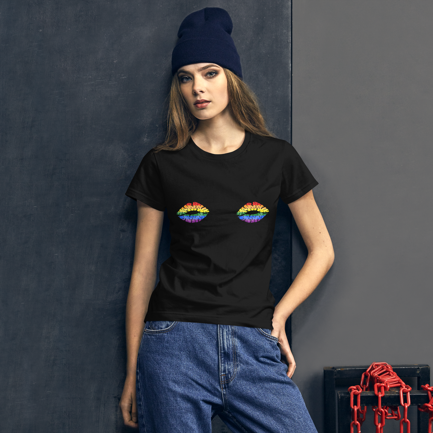 Rainbow Boob Kisses Women's short sleeve t-shirt