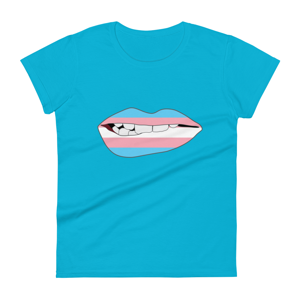 Biting Lips - Transgender Flag Women's short sleeve t-shirt