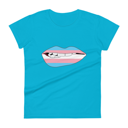 Biting Lips - Transgender Flag Women's short sleeve t-shirt