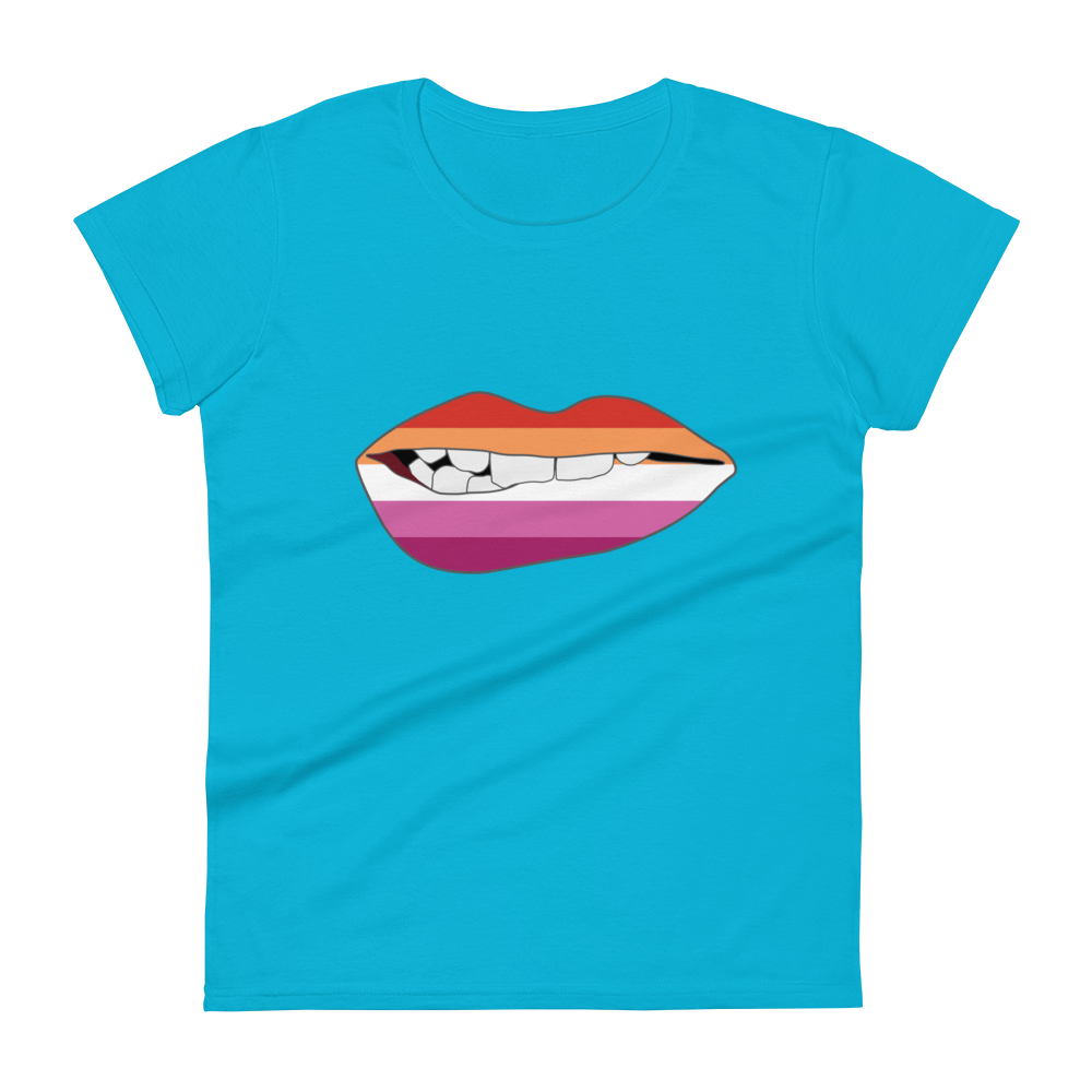 Biting Lips - Lesbian Flag Women's short sleeve t-shirt