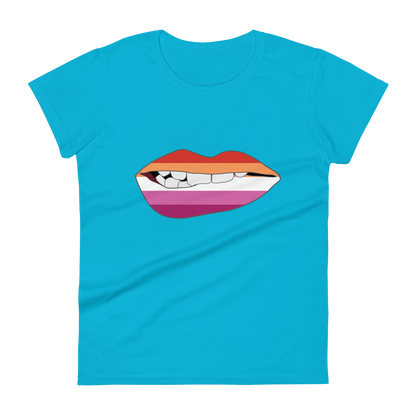 Biting Lips - Lesbian Flag Women's short sleeve t-shirt