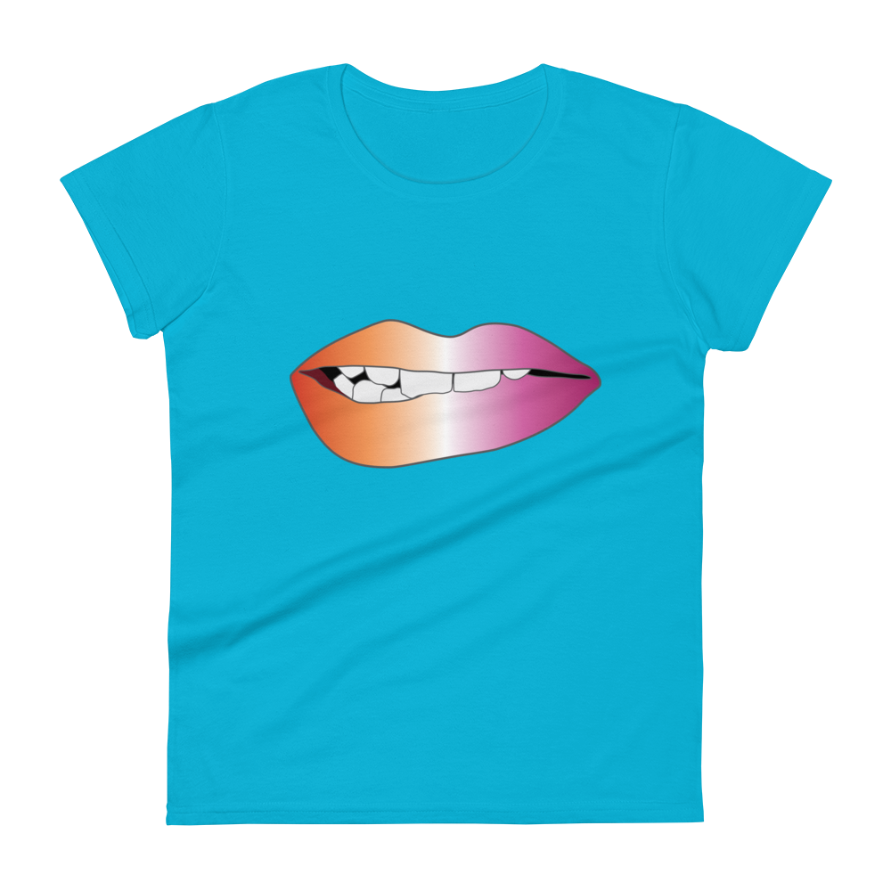 Biting Lips - Lesbian Pride - Gradient Women's short sleeve t-shirt