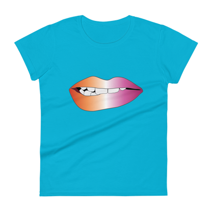 Biting Lips - Lesbian Pride - Gradient Women's short sleeve t-shirt